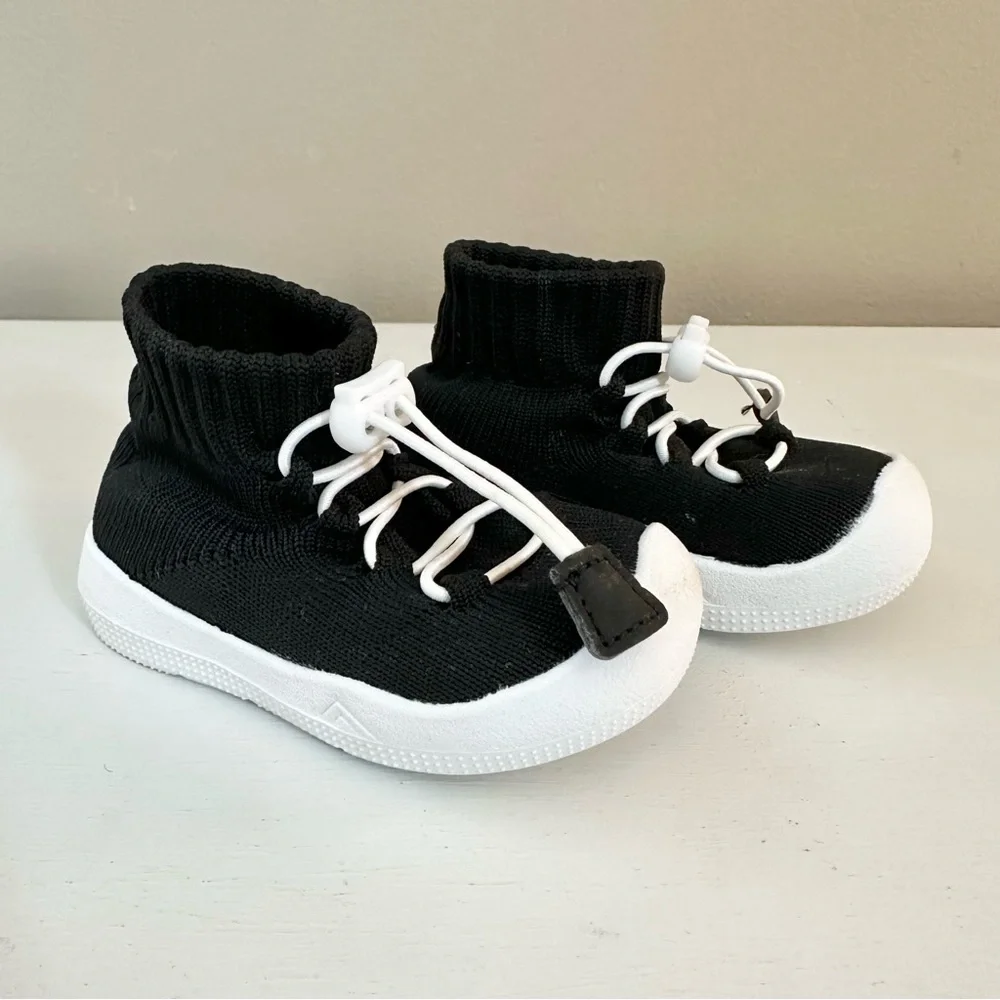 Black Knit Sock Slip on Walking Shoe 18 Months